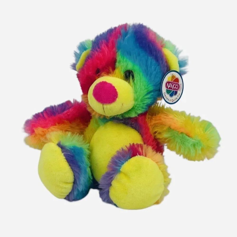 NWT 2017 Nanco Tie Dye Rainbow Teddy Bear Plush Colorful Soft Toy Stuffed Animal